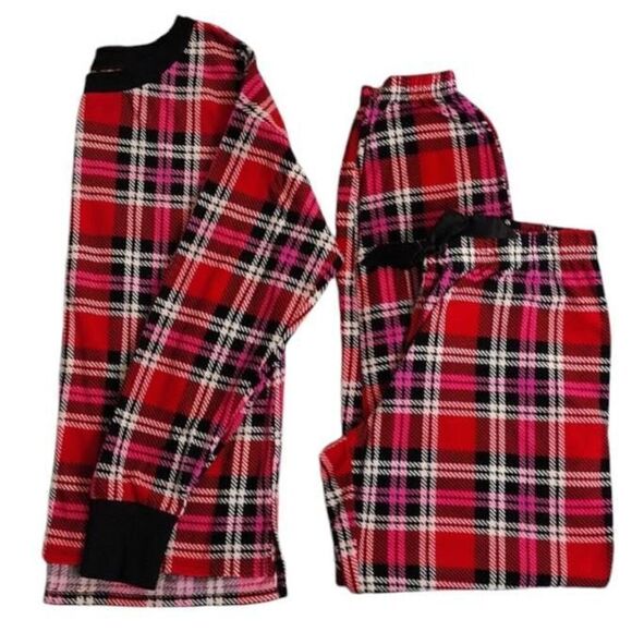 Betsey Johnson Y2K Pink Red Plaid Long Sleeve Pajama Pants Set Medium - Picture 13 of 16